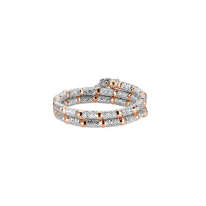 Flexible 2-row Platinum & Rose Gold Ring with Diamond Cut Balls JL PT 721   Jewelove.US