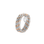 Load image into Gallery viewer, Flexible 3-row Platinum &amp; Rose Gold Ring with Diamond Cut Balls JL PT 722
