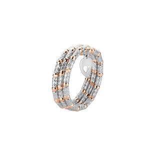 Flexible 3-row Platinum & Rose Gold Ring with Diamond Cut Balls JL PT 722
