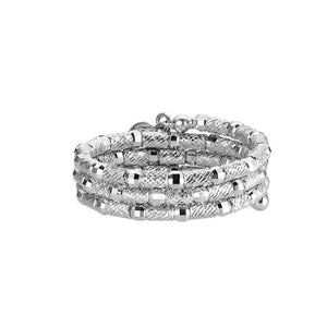 Unique Textured Japanese 3 Row Flexible Size Platinum Ring JL PT 1071