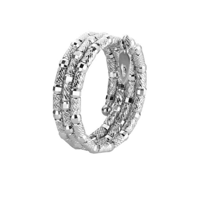 Unique Textured Japanese 3 Row Flexible Size Platinum Ring JL PT 1071   Jewelove