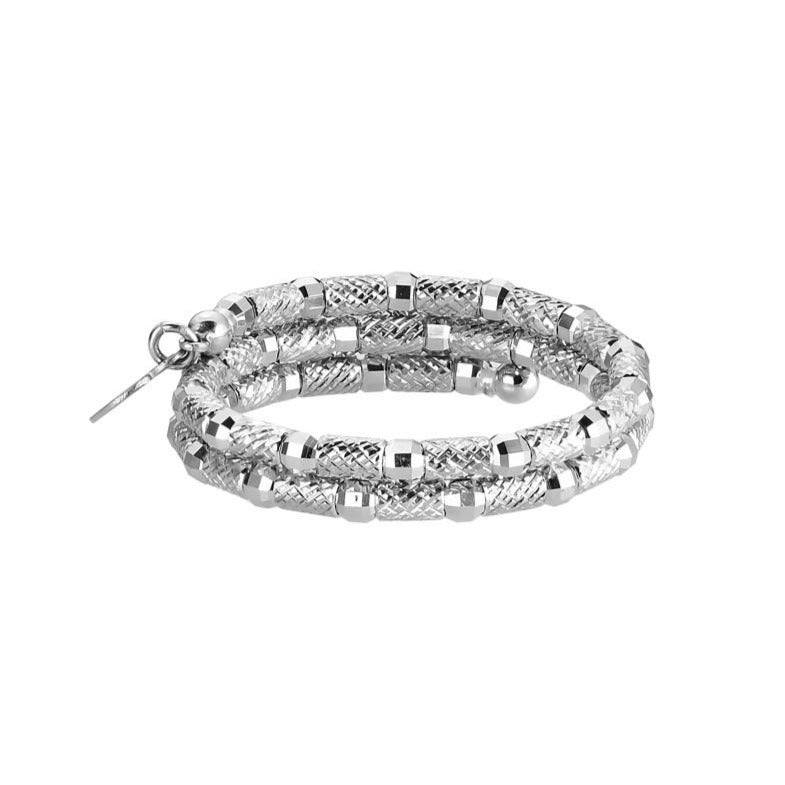 Unique Textured Japanese 2 Row Flexible Size Platinum Ring JL PT 1073