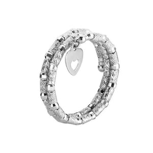 Unique Textured Japanese 2 Row Flexible Size Platinum Ring JL PT 1073
