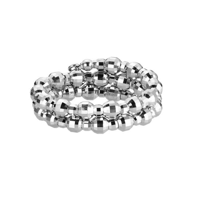 Japanese 2 Row Flexible Size Platinum Ring with Diamond Cut Balls JL PT 1020   Jewelove