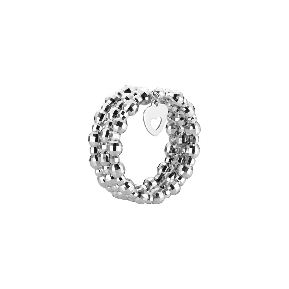 Japanese 3 Row Flexible Size Platinum Ring with Diamond Cut Balls JL PT 1019   Jewelove