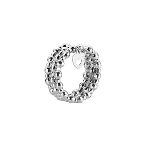 Japanese 3 Row Flexible Size Platinum Ring with Diamond Cut Balls JL PT 1019
