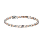 Load image into Gallery viewer, Unique 2-Row Japanese Platinum &amp; Rose Gold Bracelet for Women JL PTB 774
