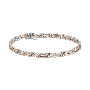 Unique 2-Row Japanese Platinum & Rose Gold Bracelet for Women JL PTB 774