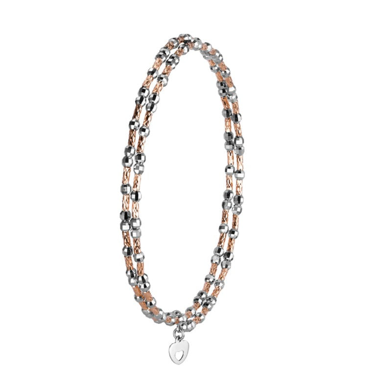 Unique 2-Row Japanese Platinum & Rose Gold Bracelet for Women JL PTB 774