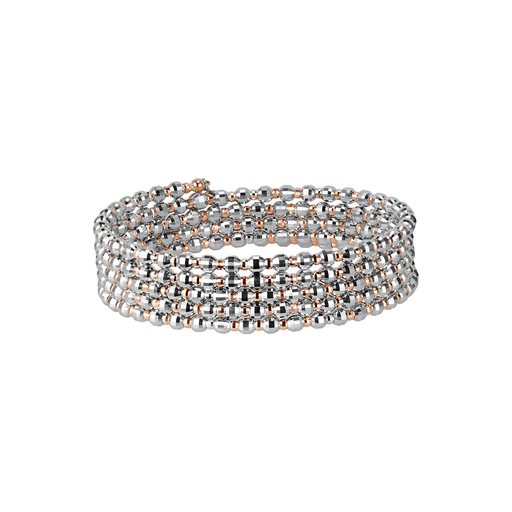 Japanese 5-row Platinum & Rose Gold Bracelet for Women with Diamond Cut Balls JL PTB 772   Jewelove.US