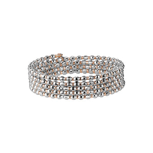 Japanese 5-row Platinum & Rose Gold Bracelet for Women with Diamond Cut Balls JL PTB 772