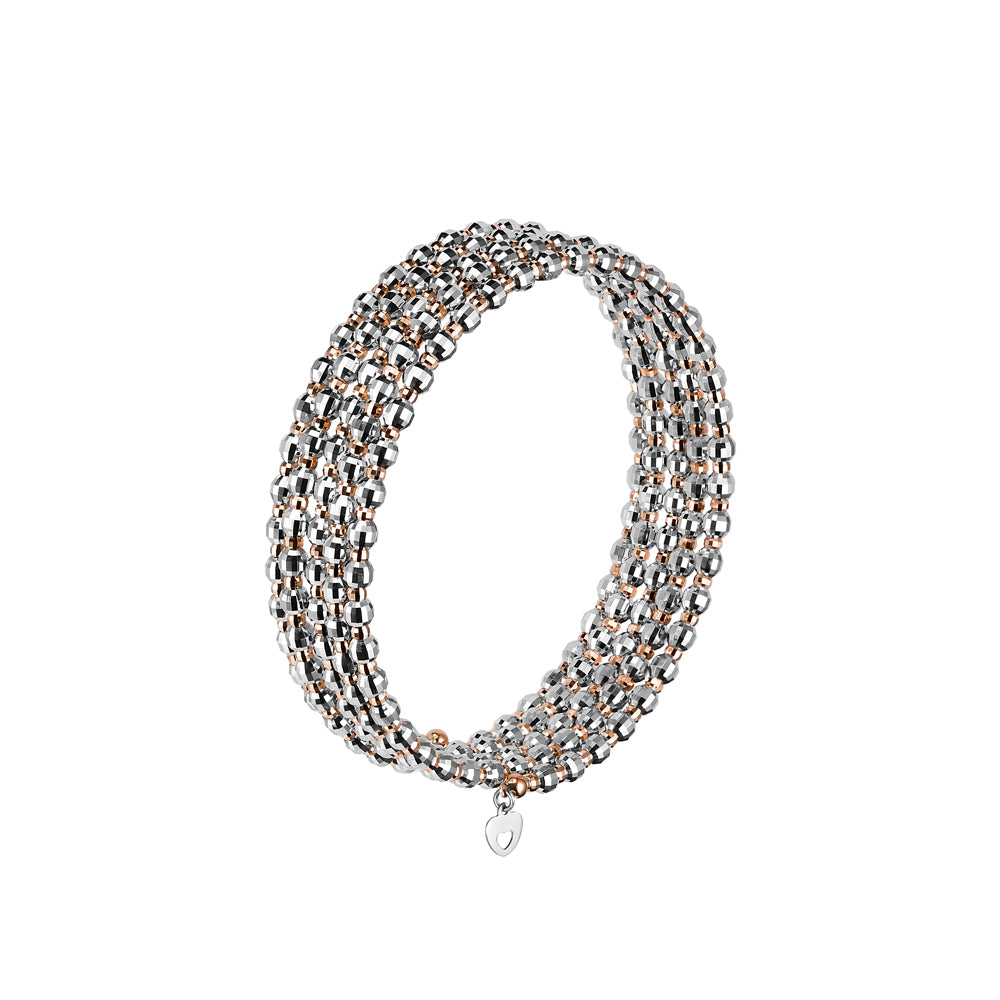 Japanese 5-row Platinum & Rose Gold Bracelet for Women with Diamond Cut Balls JL PTB 772