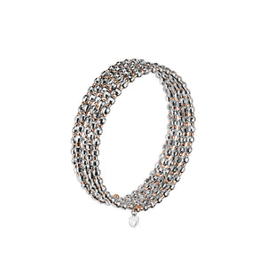 Japanese 5-row Platinum & Rose Gold Bracelet for Women with Diamond Cut Balls JL PTB 772