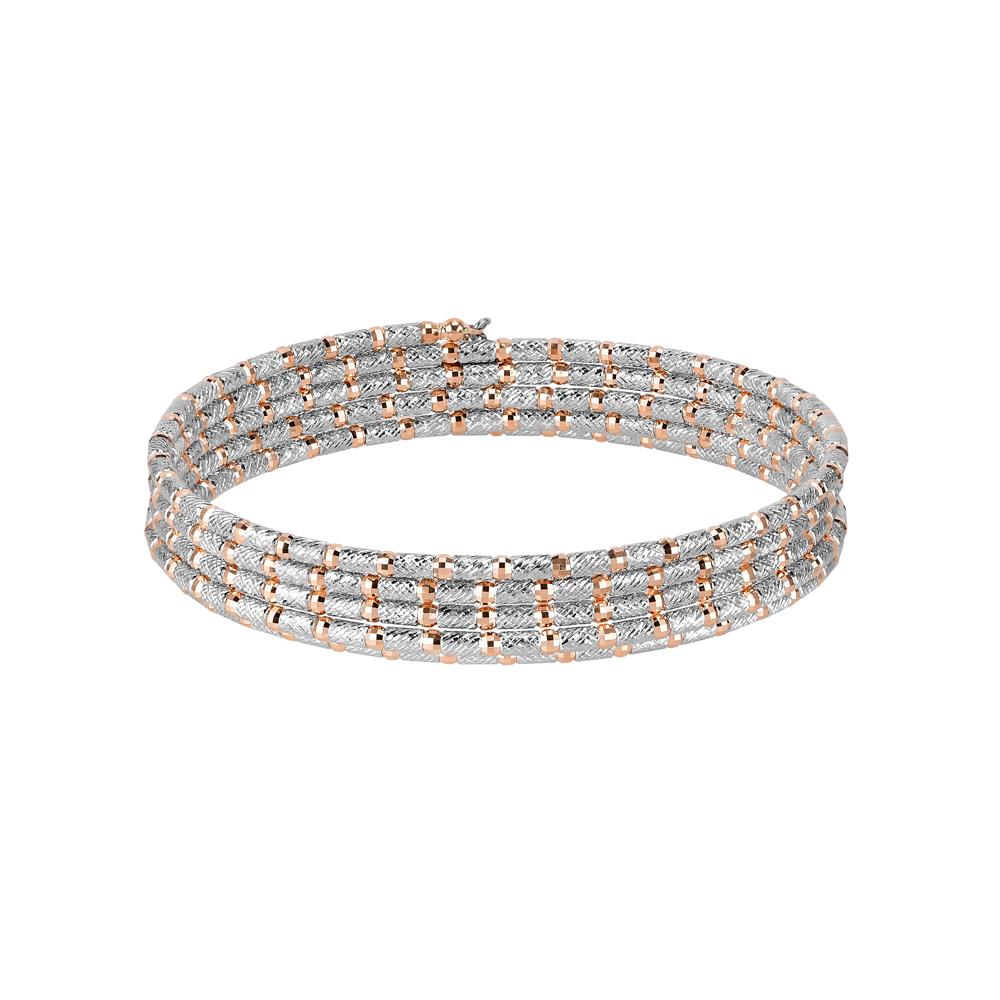 Unique 5-Row Japanese Platinum & Rose Gold Bracelet for Women JL PTB 727