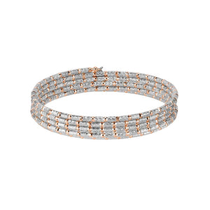 Unique 5-Row Japanese Platinum & Rose Gold Bracelet for Women JL PTB 727