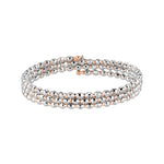Load image into Gallery viewer, Japanese 3-row Platinum &amp; Rose Gold Bracelet for Women with Diamond Cut Balls JL PTB 768
