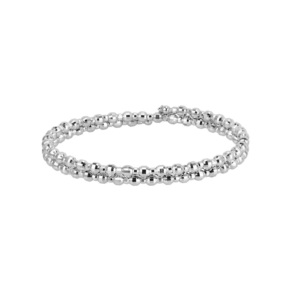 Dazzling Shiny 2-row Japanese Platinum Bracelet for Women with Diamond Cut Balls JL PTB 722   Jewelove.US