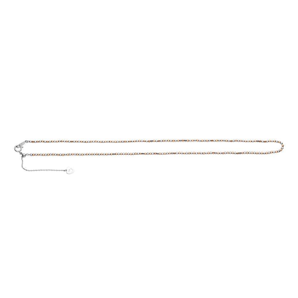 Japanese 2mm Diamond Cut Ball Platinum Rose Gold Chain JL PT CH 1062