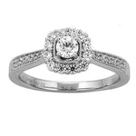 Load image into Gallery viewer, Designer 20-Pointer Square Halo Platinum Solitaire Ring for Women JL PT 980   Jewelove.US
