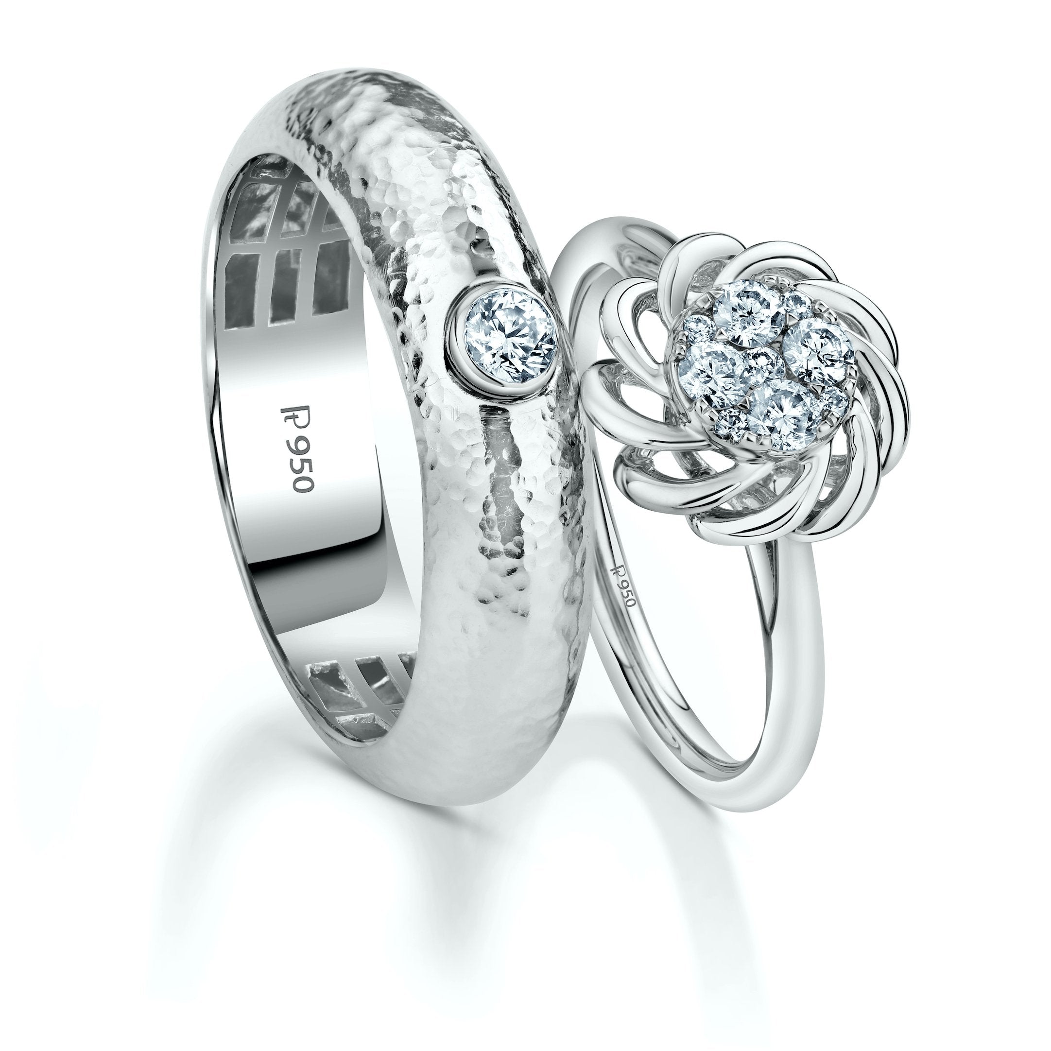 Designer Platinum Love Bands with Hammered Couple Ring  JL PT 985