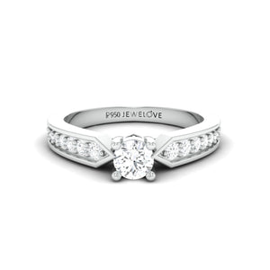 Designer Platinum Solitaire Ring with Diamond Accents JL PT 672