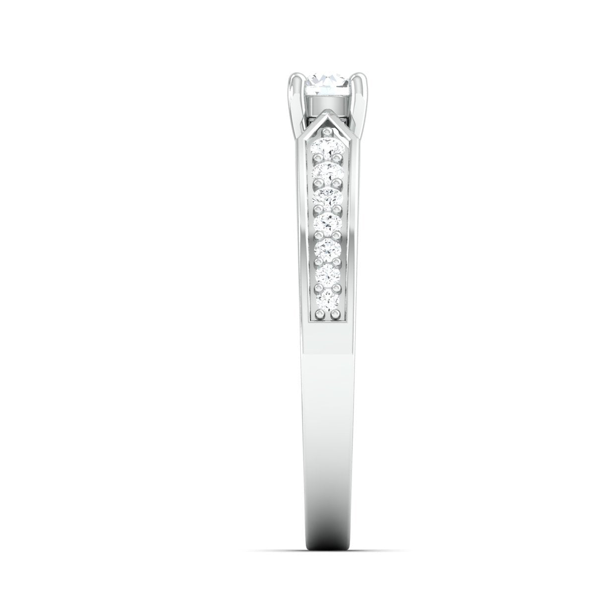 Designer Platinum Solitaire Ring with Diamond Accents JL PT 672