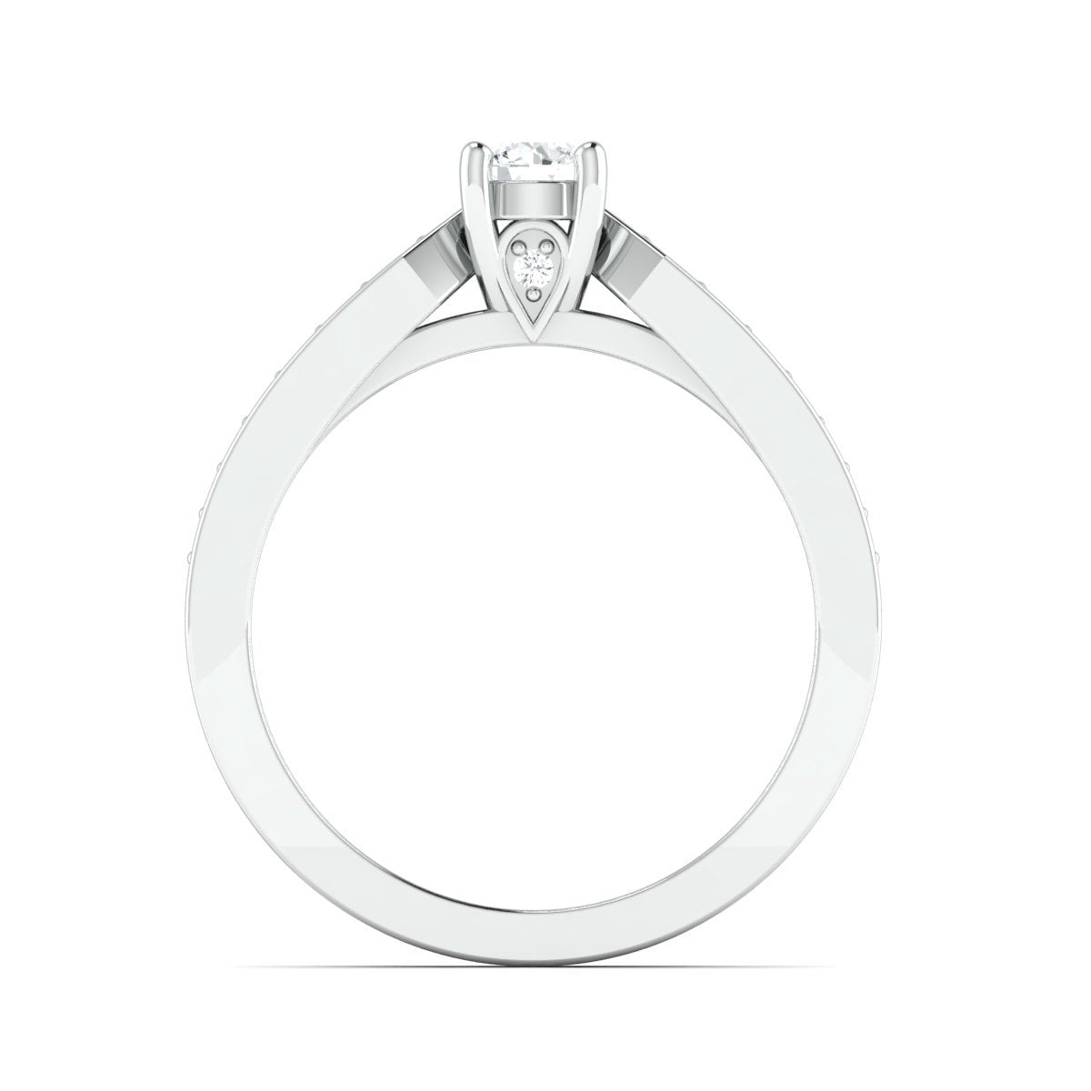 Designer Platinum Solitaire Ring with Diamond Accents JL PT 672