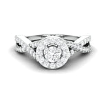 Load image into Gallery viewer, Customised 20-pointer Designer Platinum Solitaire Ring with Halo &amp; Designer Shank JL PT 677-A   Jewelove.US

