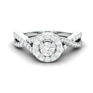 Customised 20-pointer Designer Platinum Solitaire Ring with Halo & Designer Shank JL PT 677-A   Jewelove.US