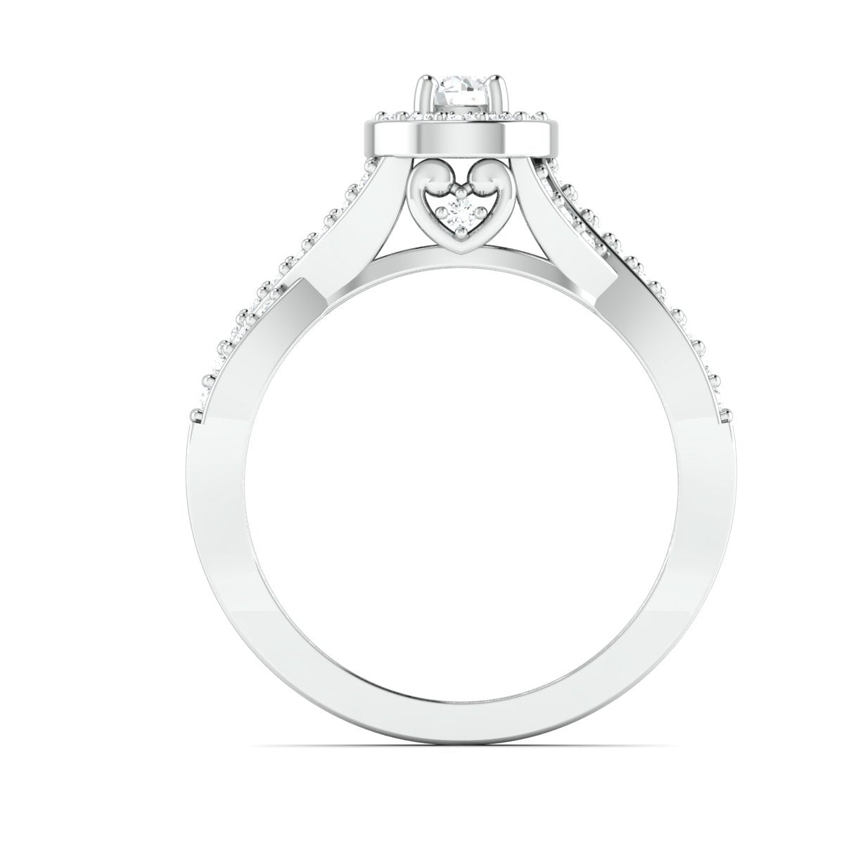 Customised 20-pointer Designer Platinum Solitaire Ring with Halo & Designer Shank JL PT 677-A   Jewelove.US