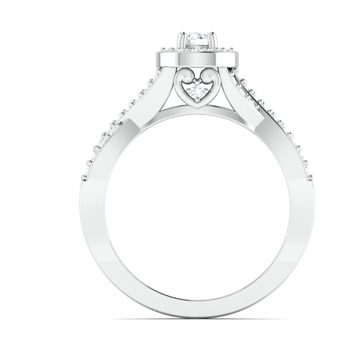 Customised 20-pointer Designer Platinum Solitaire Ring with Halo & Designer Shank JL PT 677-A