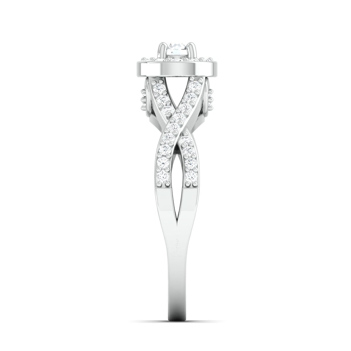 Customised 20-pointer Designer Platinum Solitaire Ring with Halo & Designer Shank JL PT 677-A