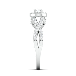 Customised 20-pointer Designer Platinum Solitaire Ring with Halo & Designer Shank JL PT 677-A