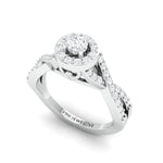 Load image into Gallery viewer, Customised 20-pointer Designer Platinum Solitaire Ring with Halo &amp; Designer Shank JL PT 677-A
