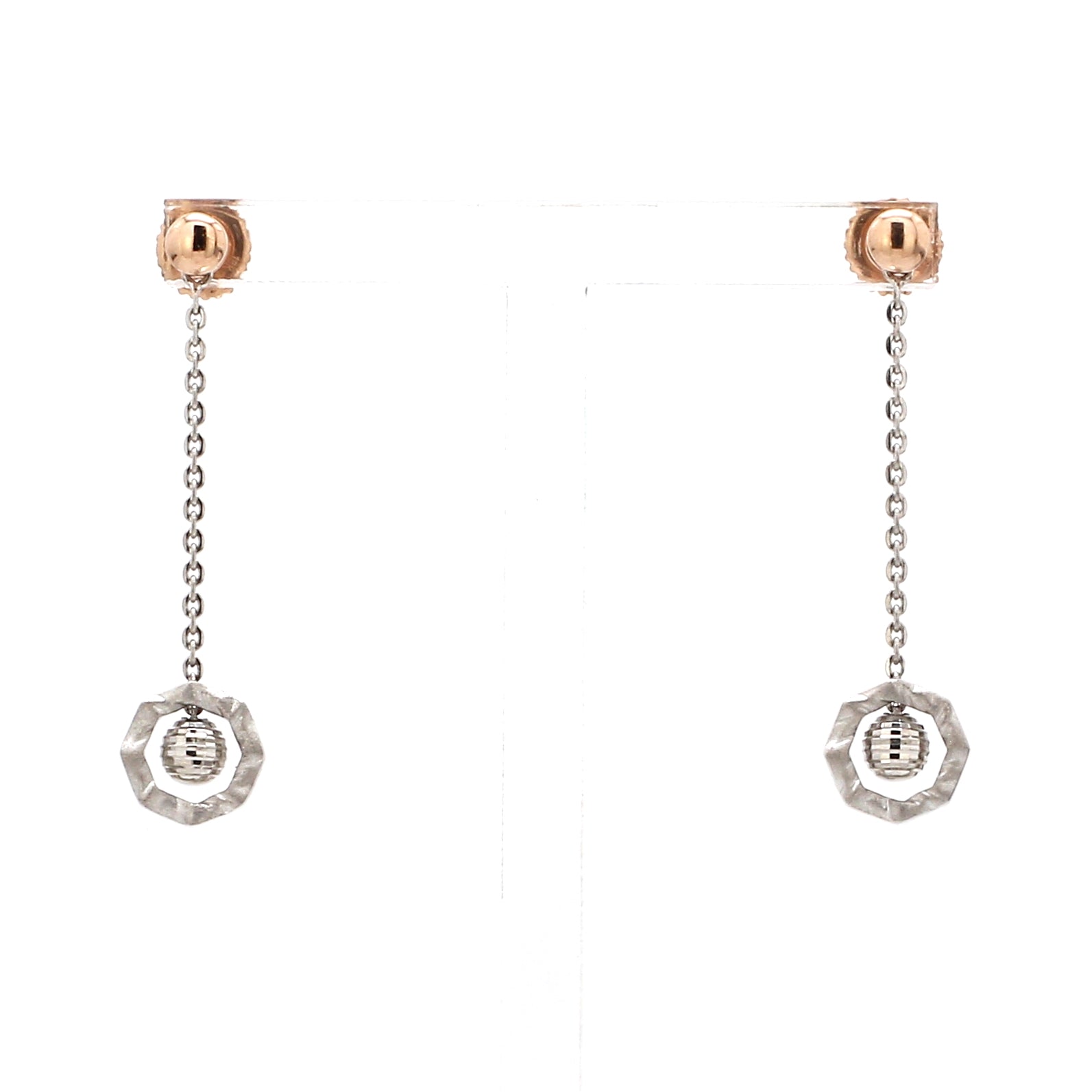 Evara Platinum Rose Gold Earrings for Women JL PT E 254   Jewelove.US