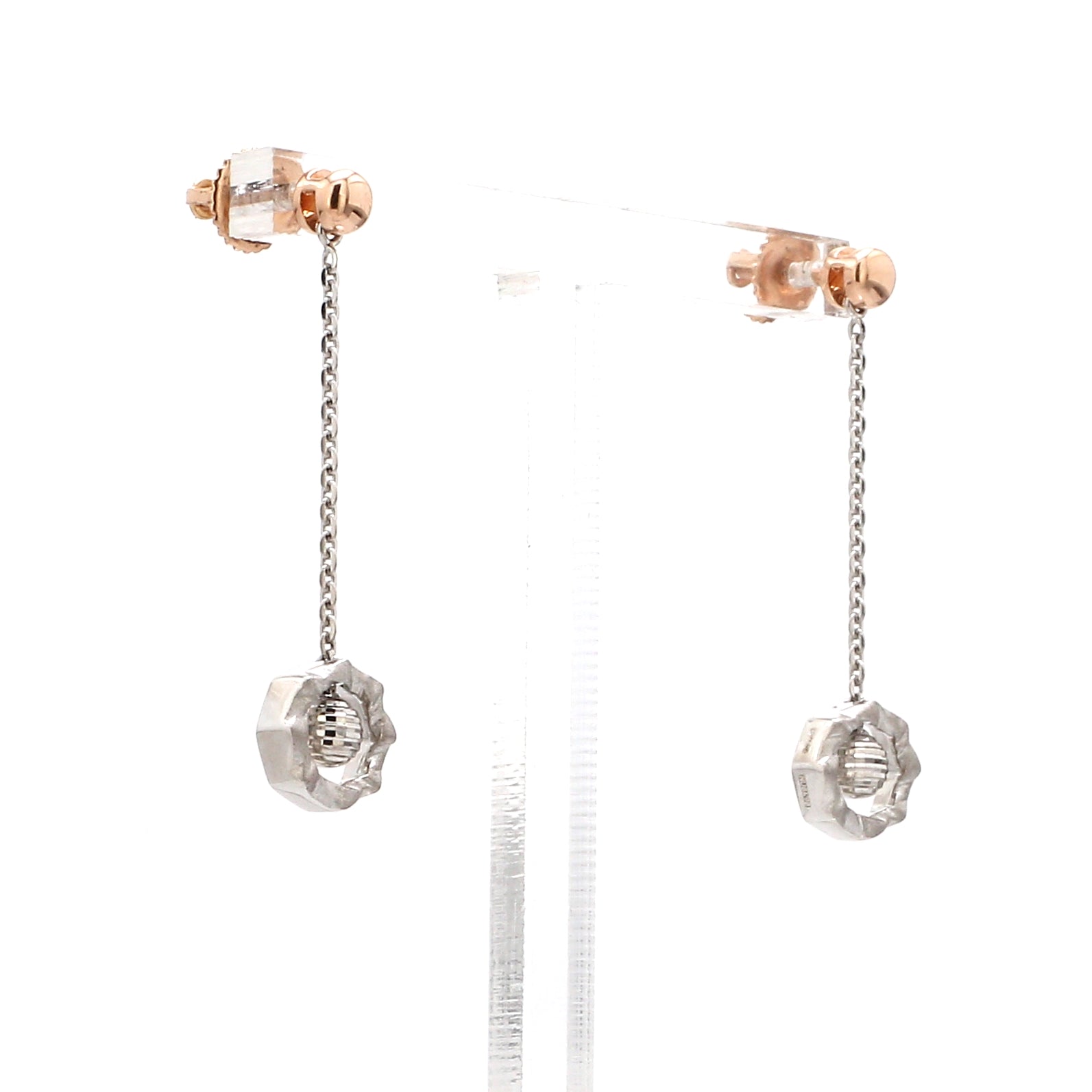 Evara Platinum Rose Gold Earrings for Women JL PT E 254   Jewelove.US