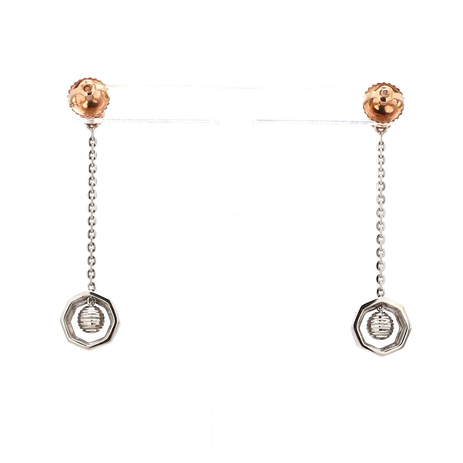 Evara Platinum Rose Gold Earrings for Women JL PT E 254   Jewelove.US