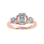 Load image into Gallery viewer, 70-Pointer Emerald Cut Solitaire Diamond Accents 18K Rose Gold Solitaire Ring JL AU 1232R-B   Jewelove.US
