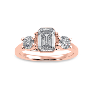 70-Pointer Emerald Cut Solitaire Diamond Accents 18K Rose Gold Solitaire Ring JL AU 1232R-B   Jewelove.US