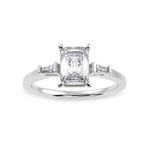 Load image into Gallery viewer, 30-Pointer Emerald Cut Solitaire Baguette Diamond Accents Platinum Ring JL PT 1124   Jewelove.US
