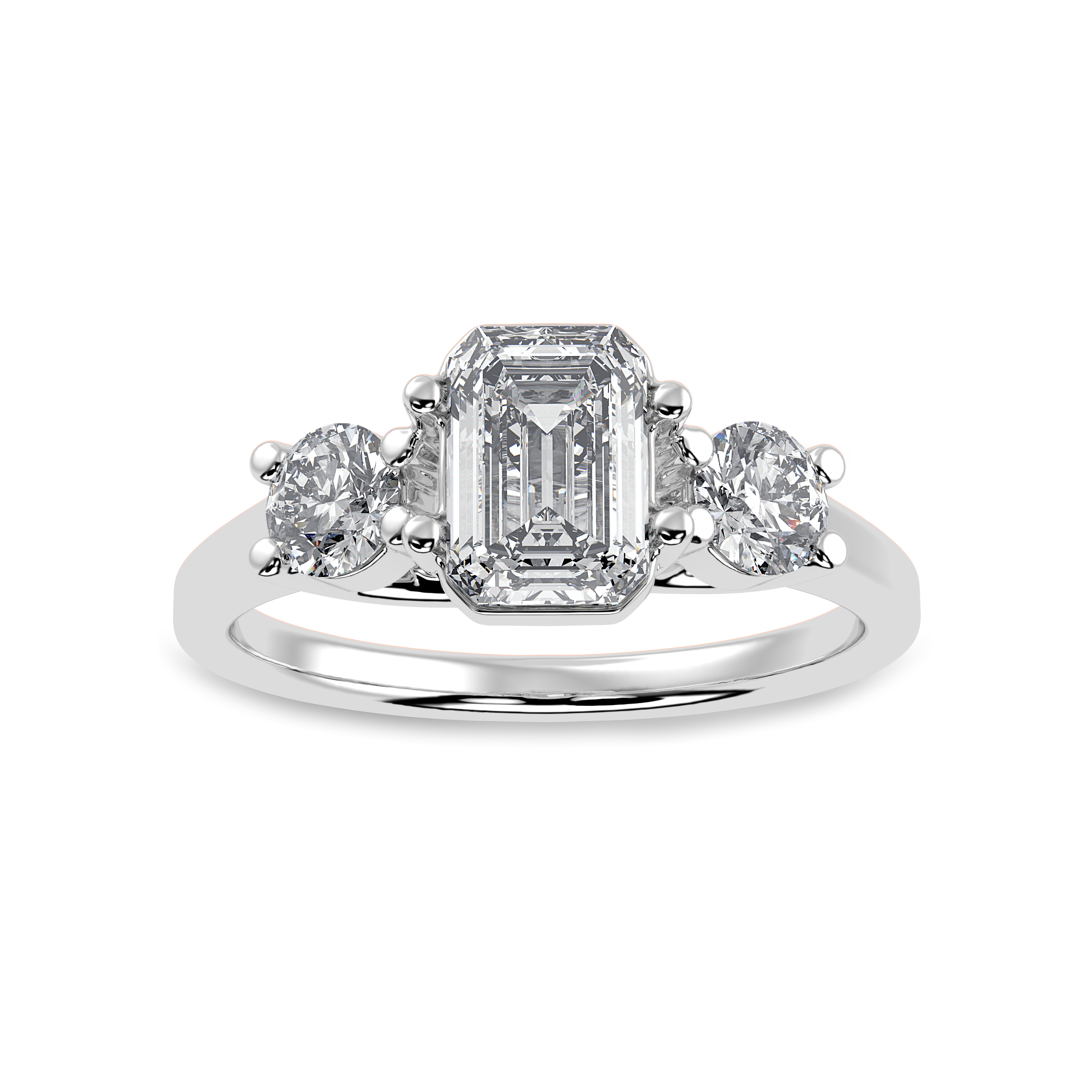30-Pointer Emerald Cut Solitaire Diamond Accents Platinum Ring JL PT 1232   Jewelove.US