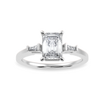 Load image into Gallery viewer, 70-Pointer Emerald Cut Solitaire Baguette Diamond Accents Platinum Ring JL PT 1124-B   Jewelove.US
