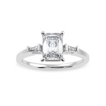 Load image into Gallery viewer, 50-Pointer Emerald Cut Solitaire Baguette Diamond Accents Platinum Ring JL PT 1124-A   Jewelove.US
