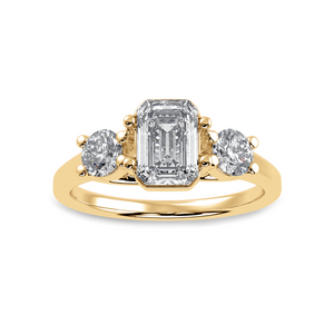 50cts. Emerald Cut Solitaire Diamond Accents 18K Yellow Gold Ring JL AU 1232Y-A   Jewelove.US