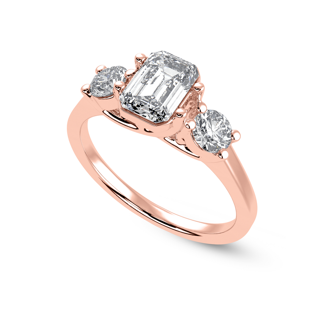 50-Pointer Emerald Cut Solitaire Diamond Accents 18K Rose Gold Solitaire Ring JL AU 1232R-A   Jewelove.US