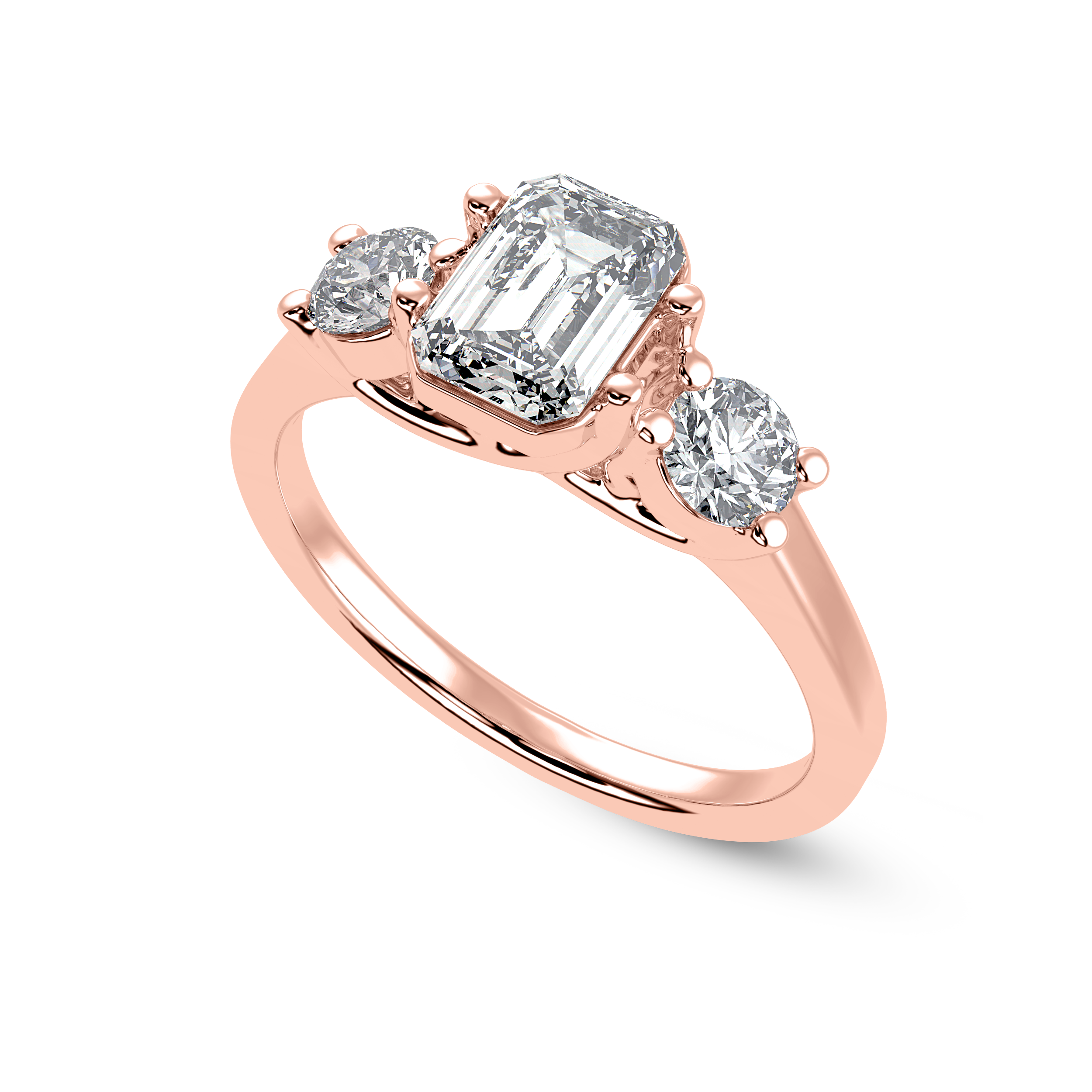 70-Pointer Emerald Cut Solitaire Diamond Accents 18K Rose Gold Solitaire Ring JL AU 1232R-B   Jewelove.US