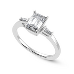 Load image into Gallery viewer, 50-Pointer Emerald Cut Solitaire Baguette Diamond Accents Platinum Ring JL PT 1124-A   Jewelove.US
