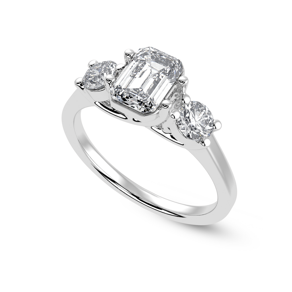 70-Pointer Emerald Cut Solitaire Diamond Accents Platinum Ring JL PT 1232-B   Jewelove.US