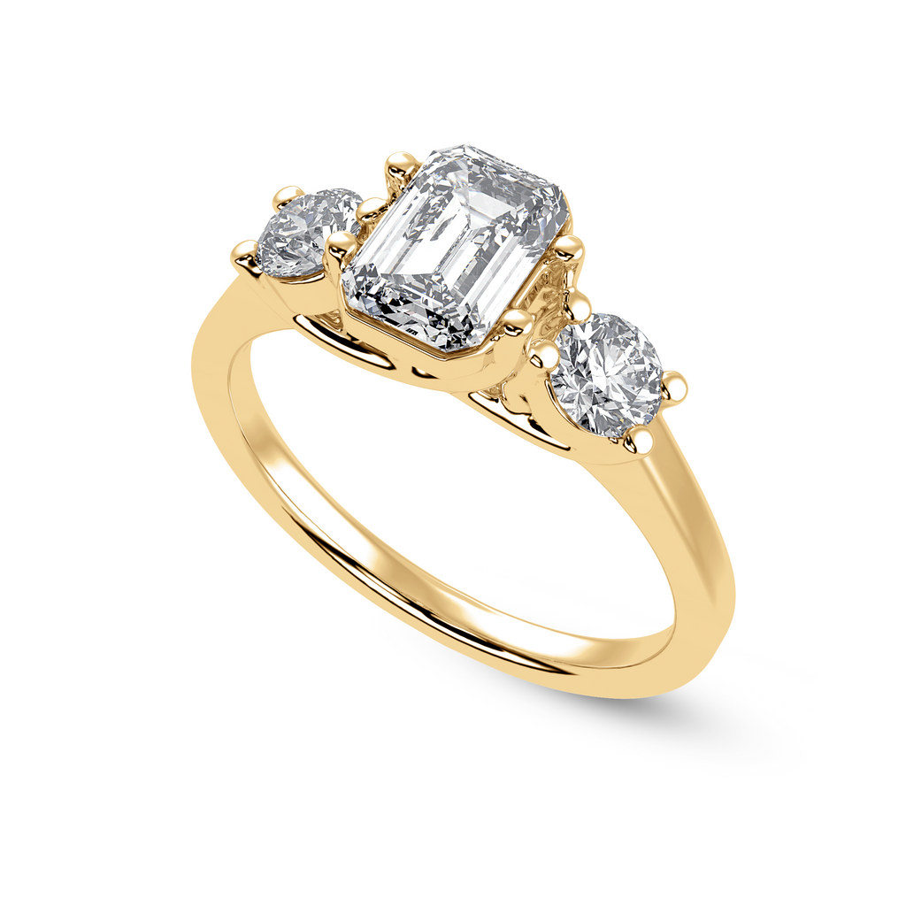0.30cts. Emerald Cut Solitaire Diamond Accents 18K Yellow Gold Ring JL AU 1232Y   Jewelove.US
