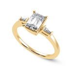 Load image into Gallery viewer, 70-Pointer Emerald Cut Solitaire with Baguette Cut Diamond Accents 18K Yellow Gold Ring JL AU 1224Y-B   Jewelove.US
